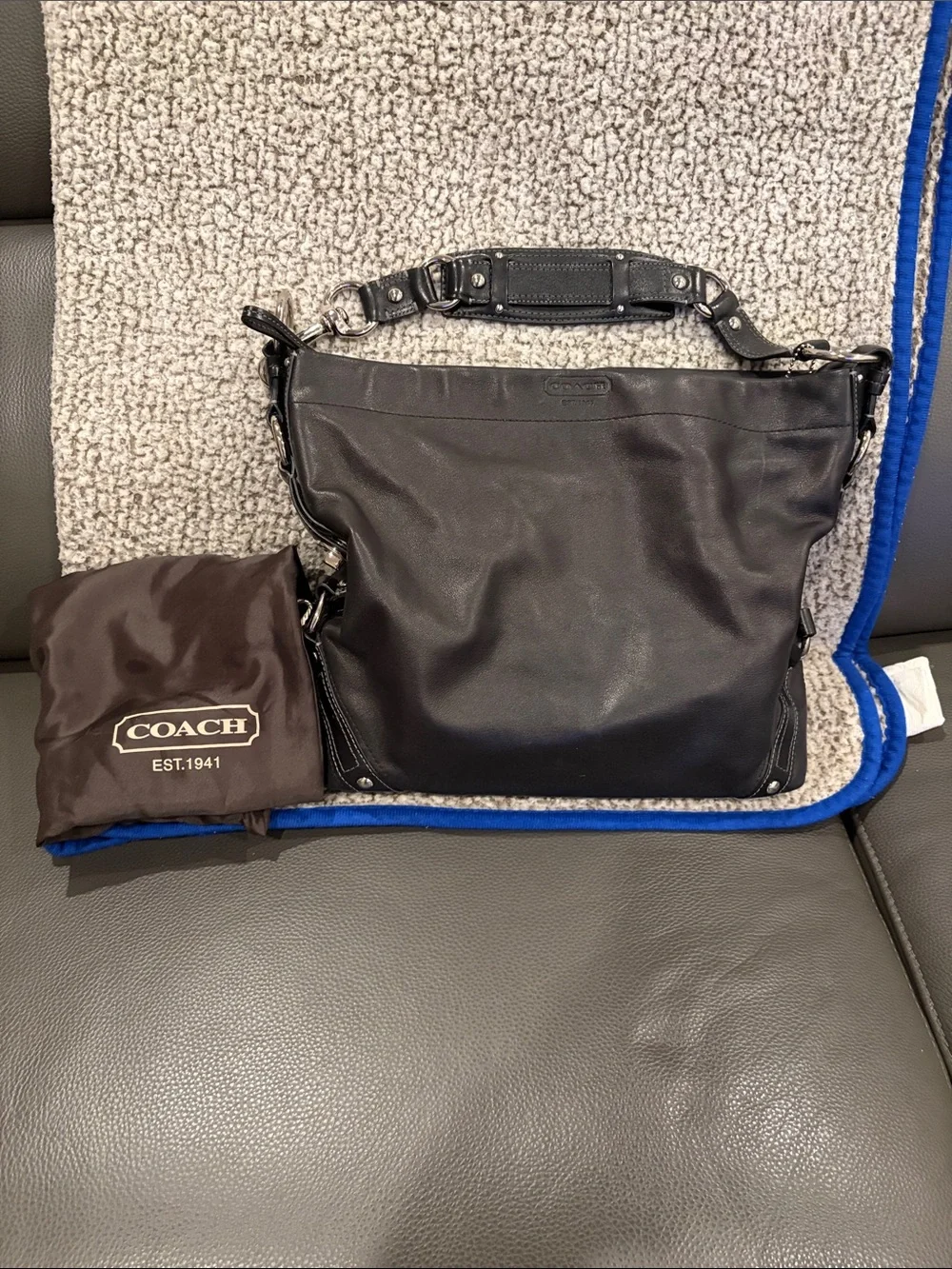 Coach Black Leather Hobo Shoulder Bag